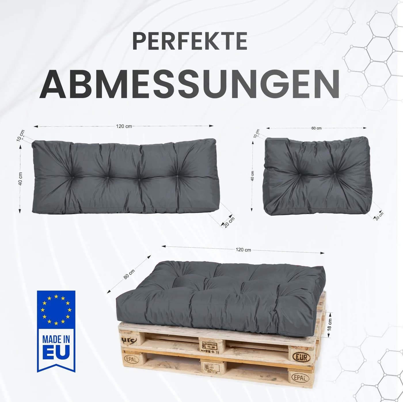 TexDeko Garden Rückenkissen wasserabweisend Anthrazit Premium - Bild 3
