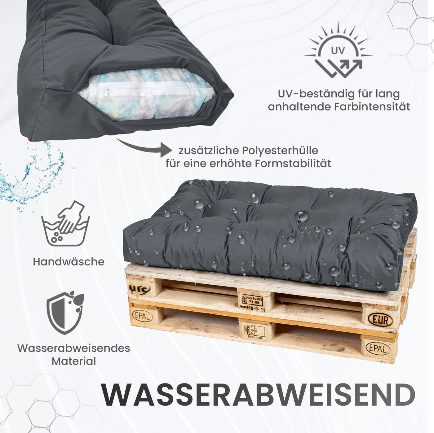 TexDeko Garden Rückenkissen wasserabweisend Anthrazit Premium - Bild 4