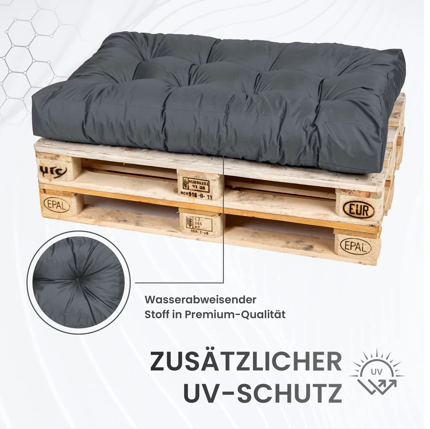 TexDeko Garden Rückenkissen wasserabweisend Anthrazit Premium - Bild 5