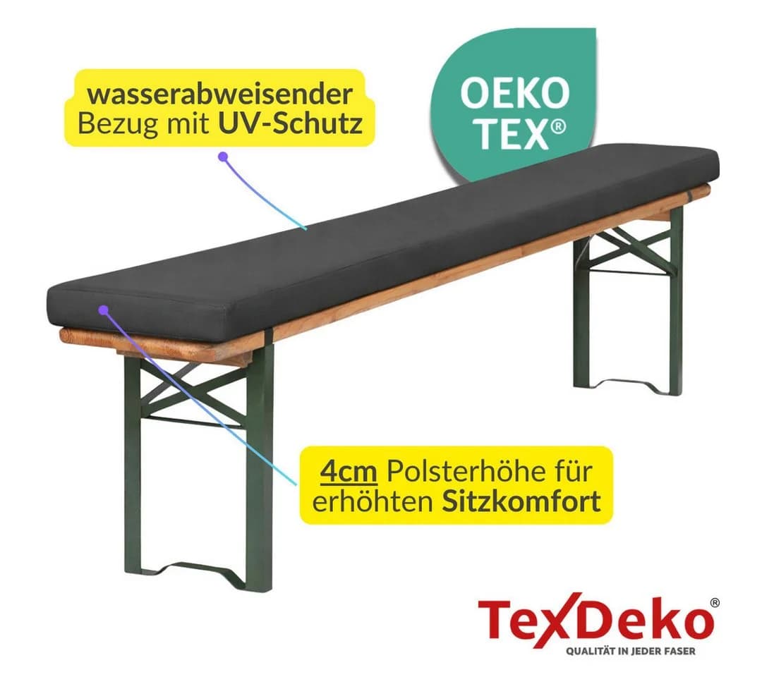 TexDeko Bankauflage mit Reißverschluss und Polsterung zum selber Aufziehen XL