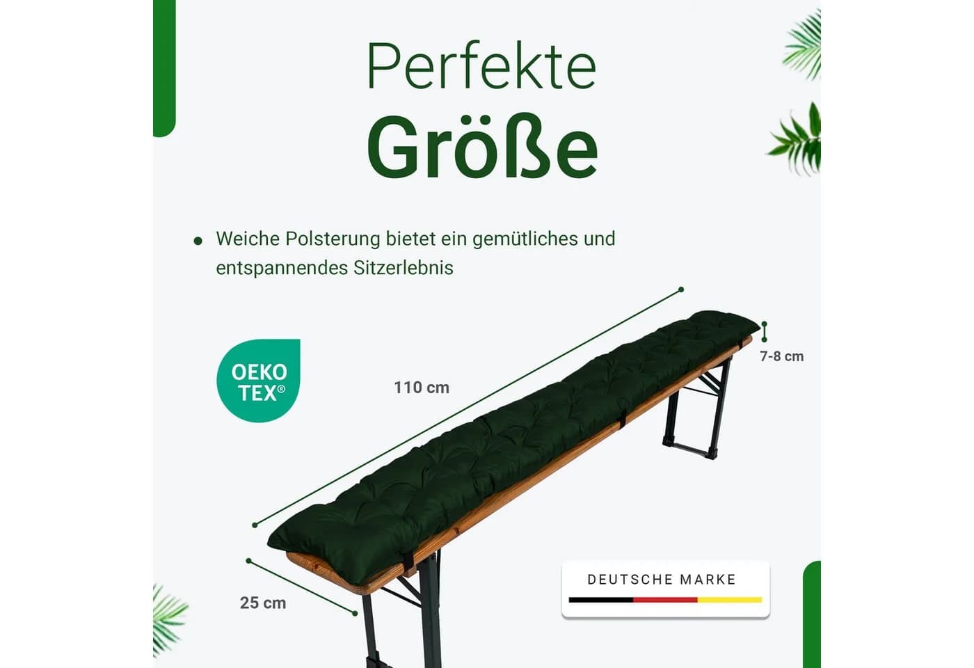 TexDeko Bierbankauflage 2er-Pack Dunkelgrün UV-beständig