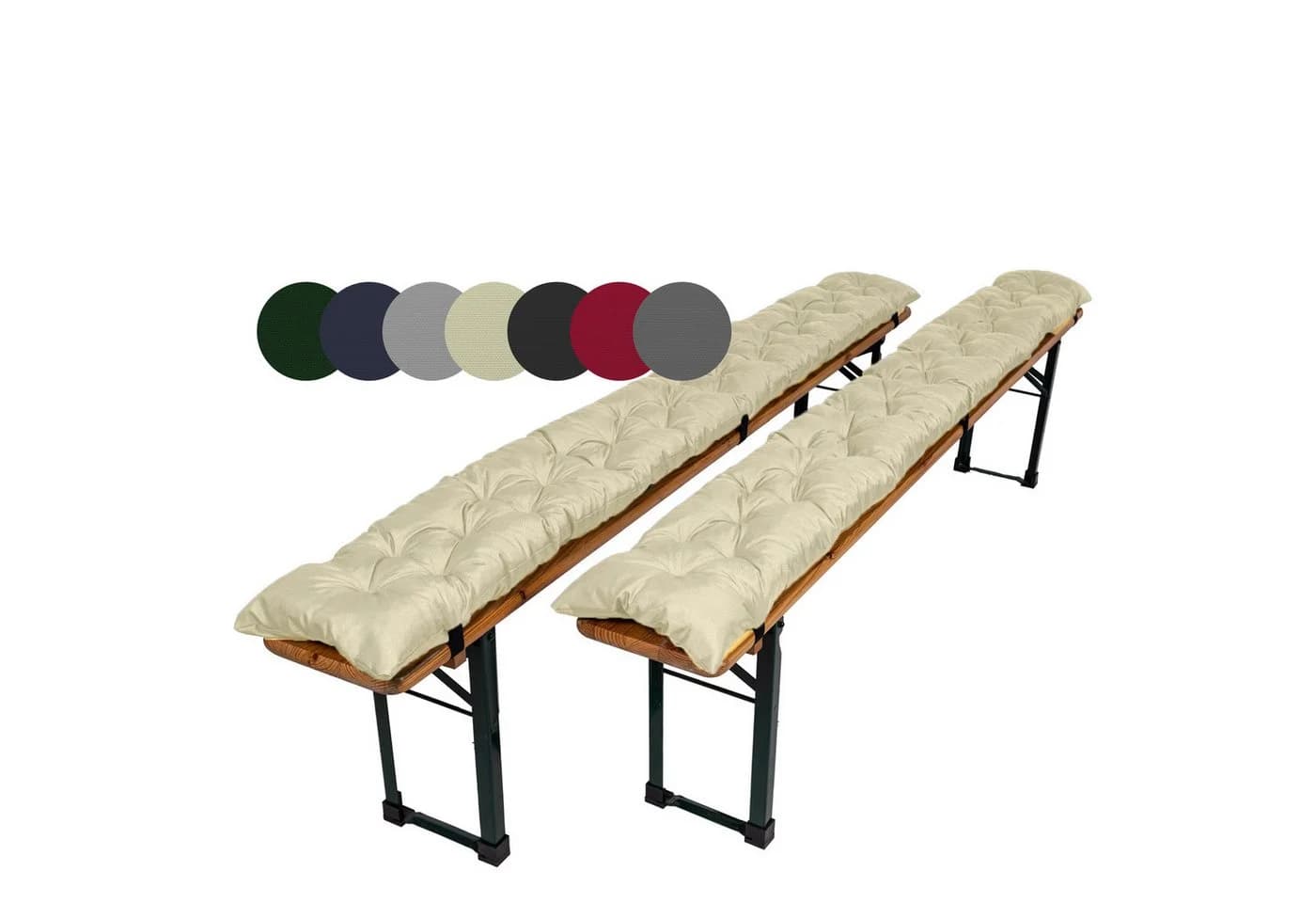 TexDeko Bierbankauflagen 2er-Pack Gesteppt Beige UV-beständig - Bild 2