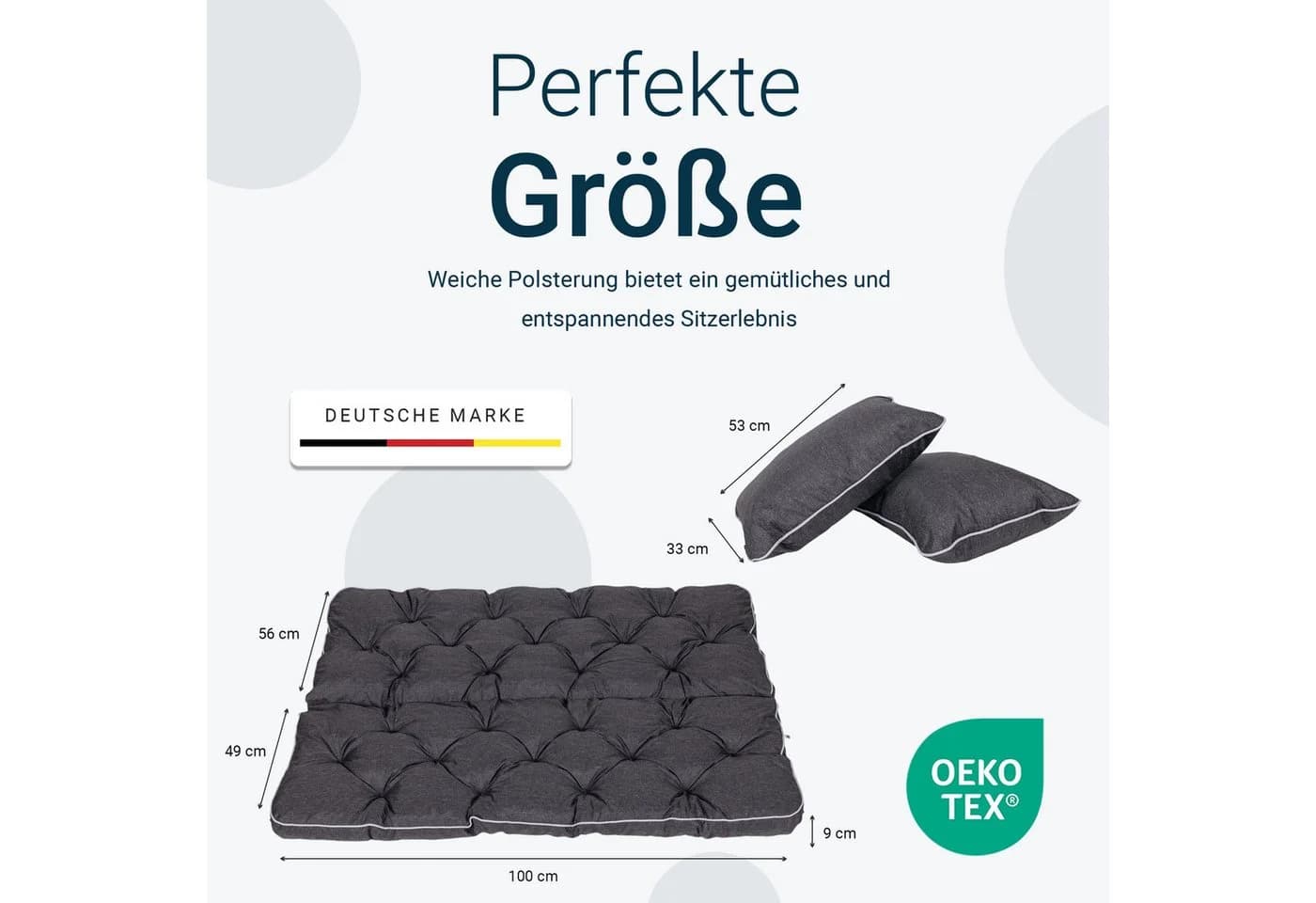 TexDeko Auflagekissen Ecolen Gartenbankauflage Hollywoodschaukel Schwarz