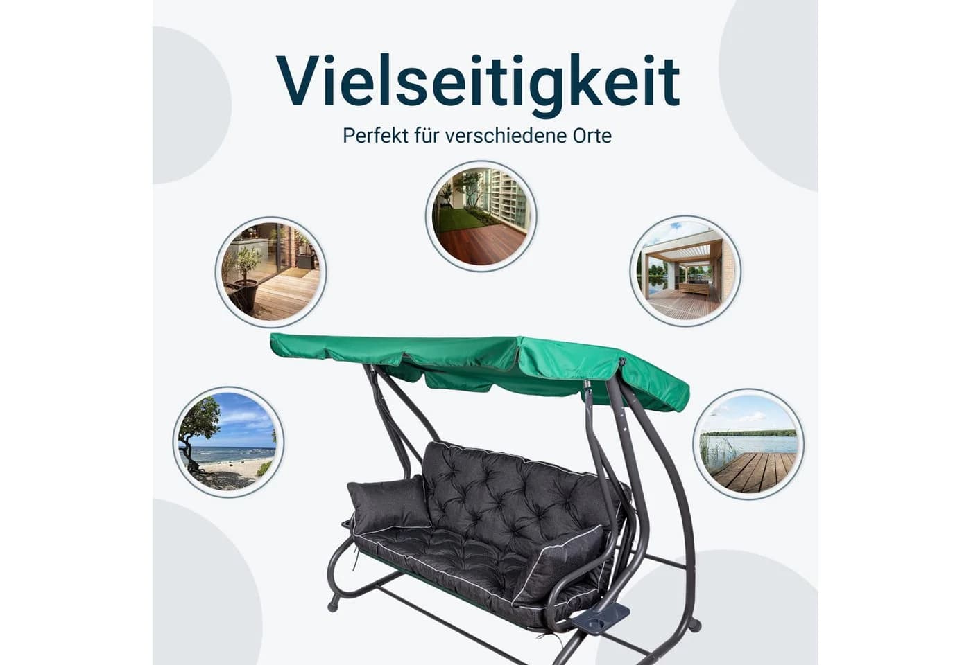 TexDeko Auflagekissen Ecolen Gartenbankauflage Hollywoodschaukel Schwarz - Bild 5