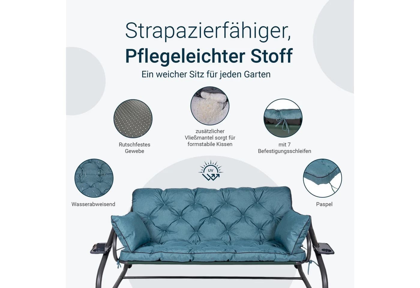 TexDeko Hollywoodschaukel Auflagekissen mit Rückenlehne UV-Beständig - Bild 4