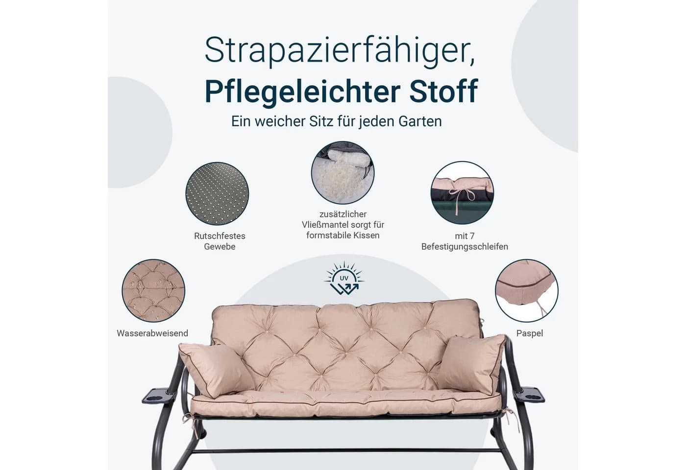 TexDeko Auflagekissen Ecolen Gartenbankauflage Hollywoodschaukel Braun - Bild 4