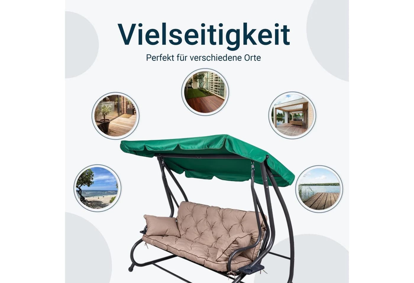 TexDeko Auflagekissen Ecolen Gartenbankauflage Hollywoodschaukel Braun - Bild 5