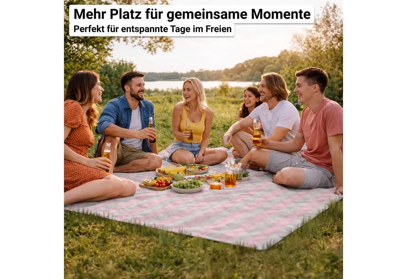 HOEL Picknickdecke Rosa-Ivory OEKO-TEX Zertifiziert - Bild 3