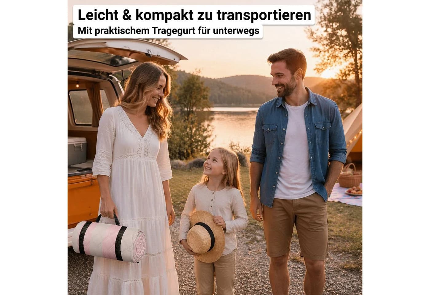 HOEL Picknickdecke Rosa-Ivory OEKO-TEX Zertifiziert - Bild 4