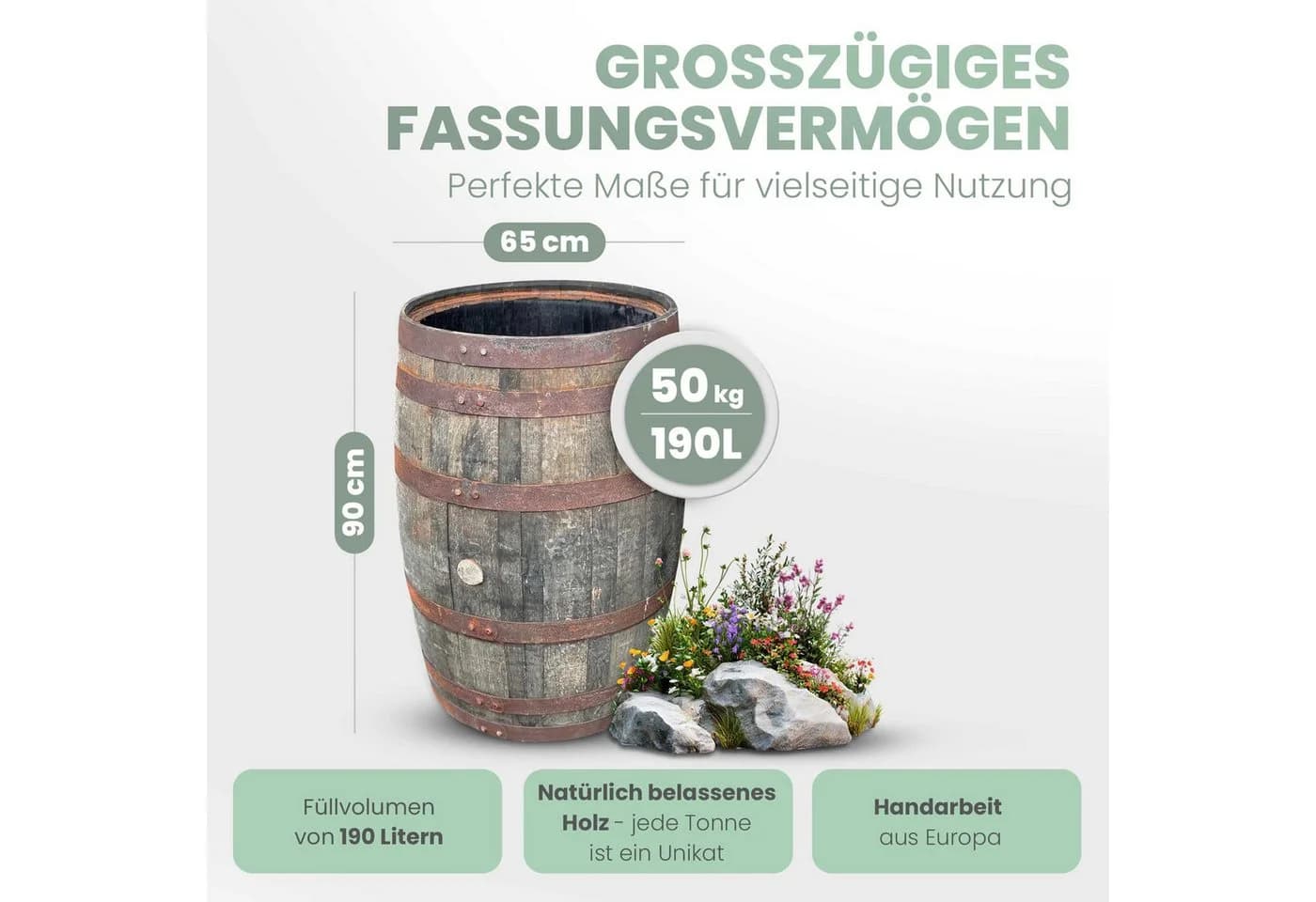Temesso Regentonne 190L Whiskyfass Eiche - Bild 5