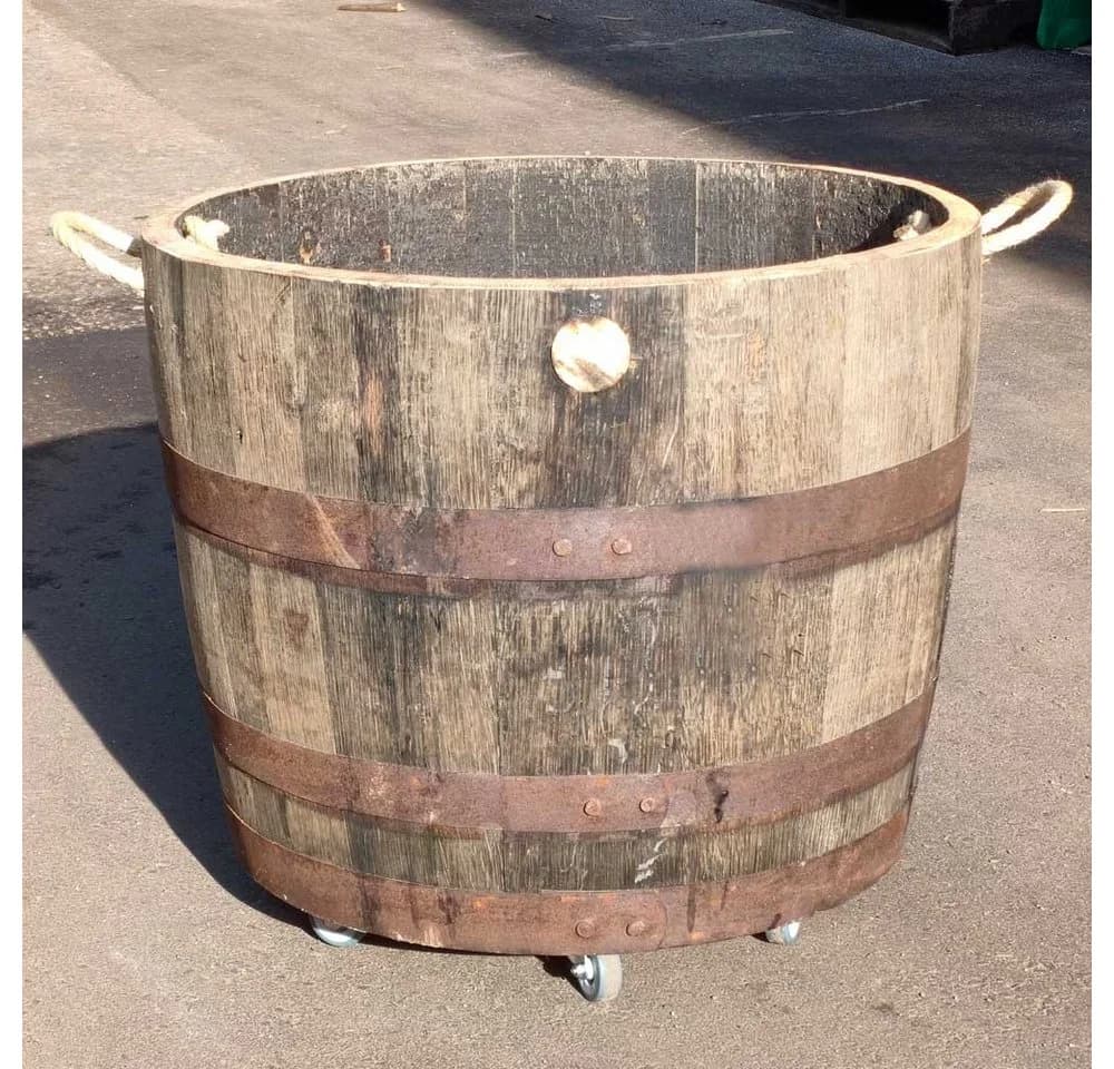 Temesso Pflanzkübel Whiskyfass halbiert Eichenholz braun - Bild 3