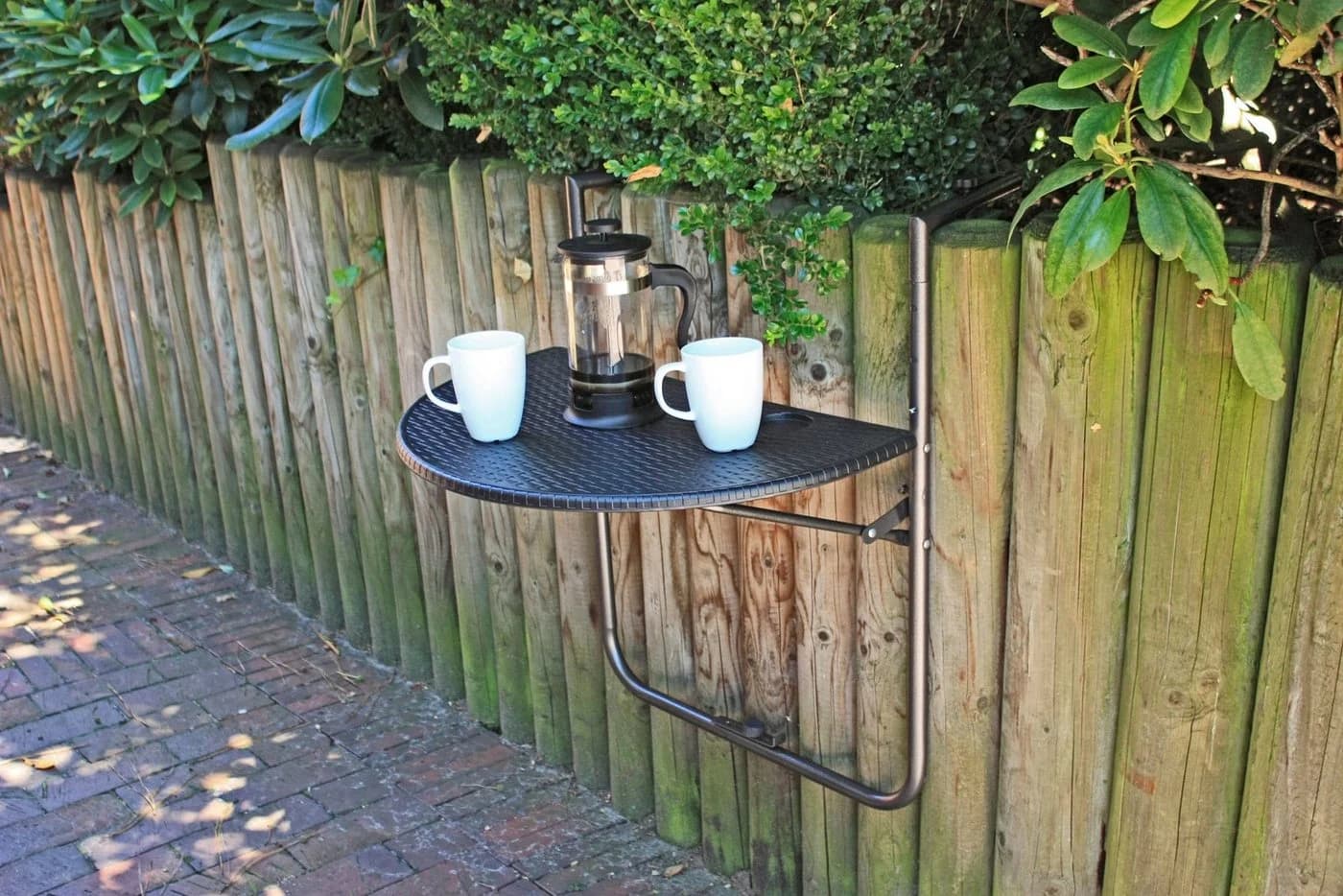 Spetebo Balkonhängetisch VENTANA - Rattan Optik, Anthrazit, Klappbar