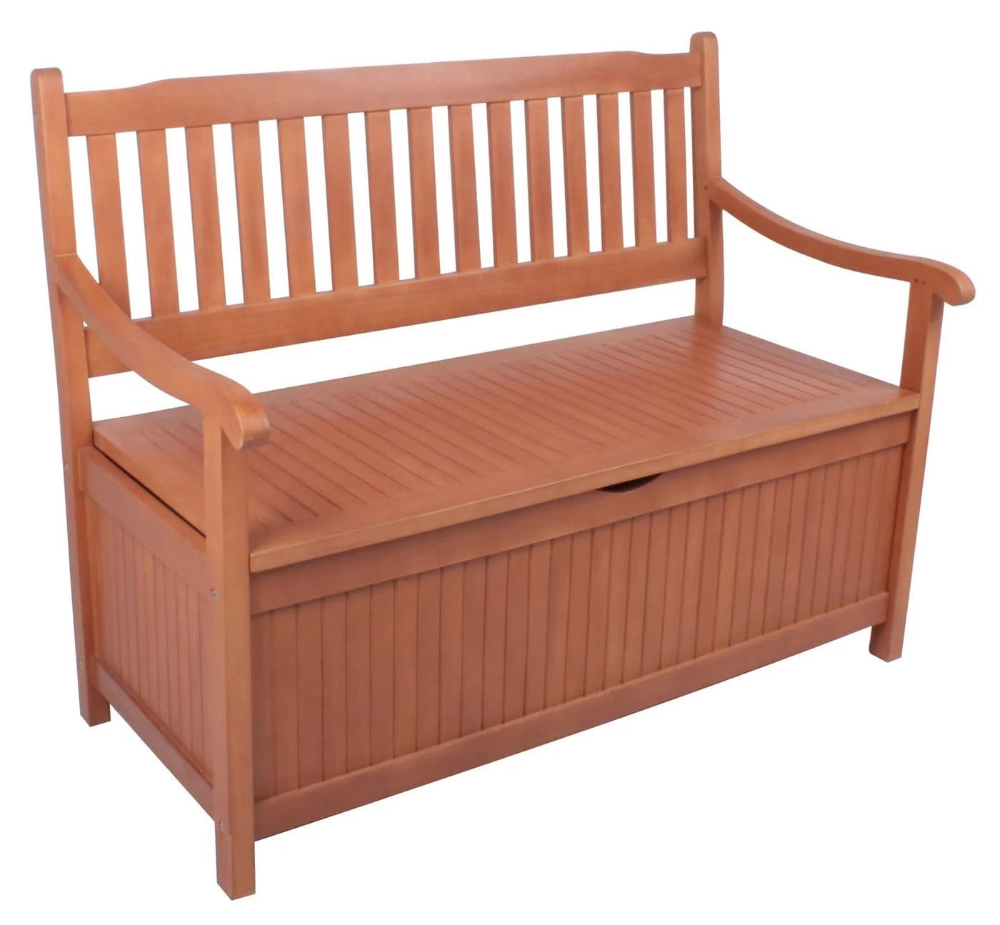 Spetebo Sitzbank HOUSTON Eukalyptus 2-Sitzer mit Staufach Braun