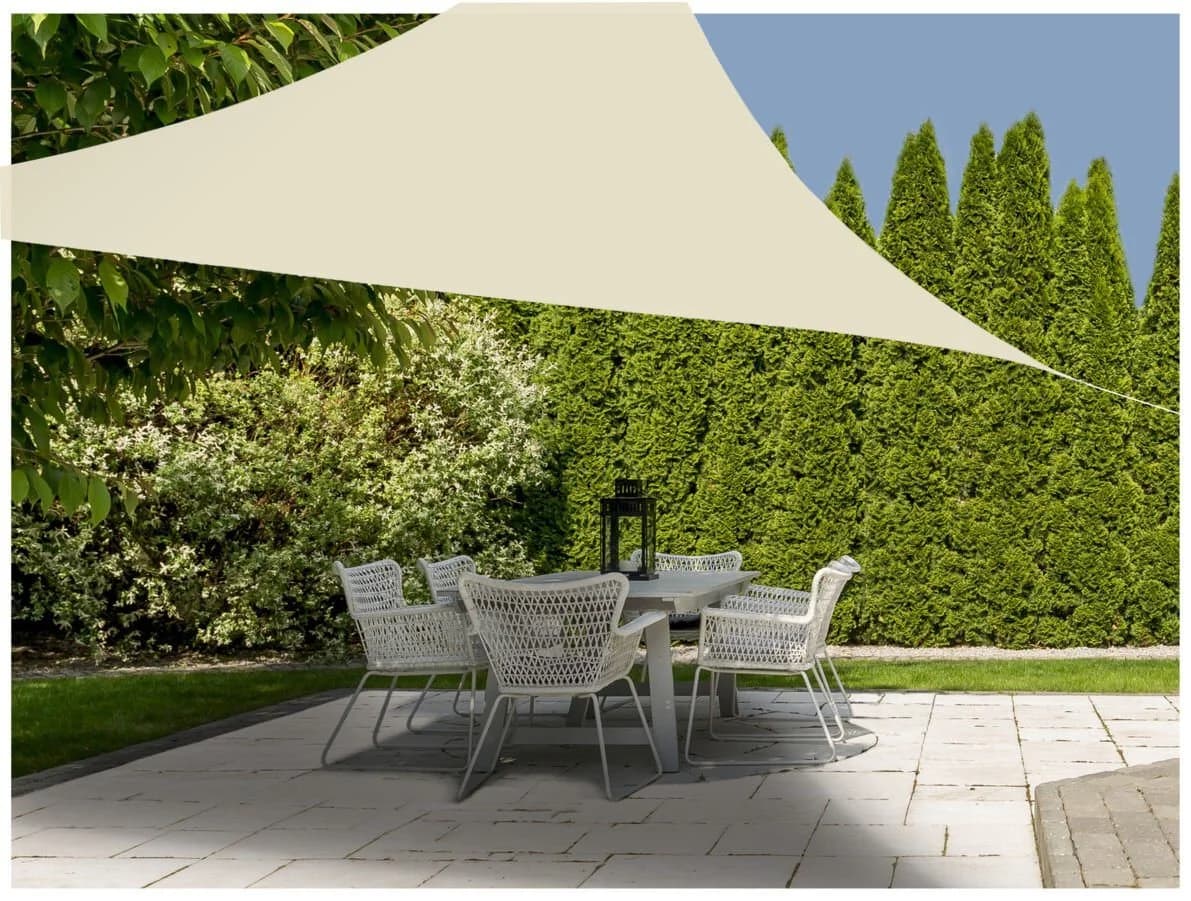 Spetebo Dreieck-Sonnensegel 3x3m UV 50+ Natur Polyester