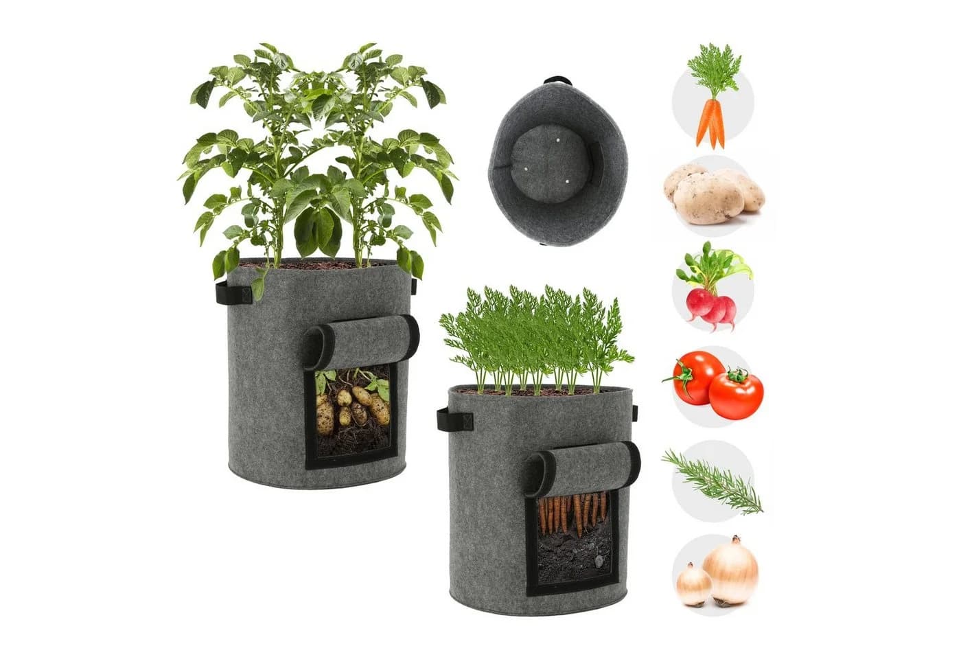 Spetebo Kartoffel Pflanzsack XXL 2er Set Grau Vlies