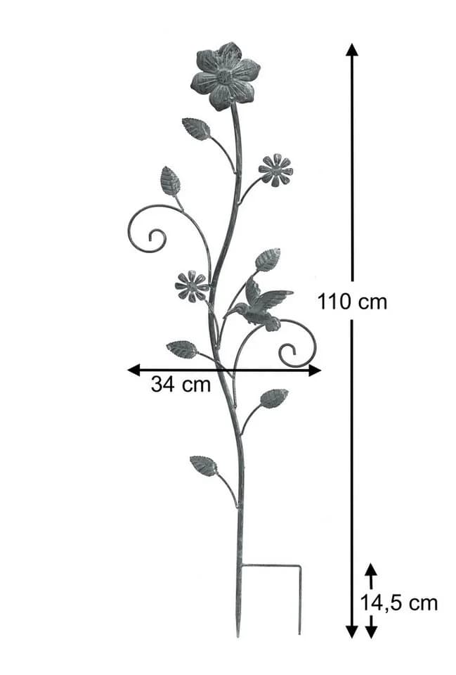 DanDiBo Rankhilfe Vintage Grau Metall mit Blumen-Dekoration