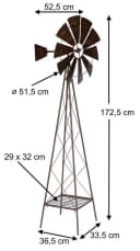 DanDiBo Deko-Windrad Metall 170 cm Braun Wetterfest Gartenstecker Bild 1