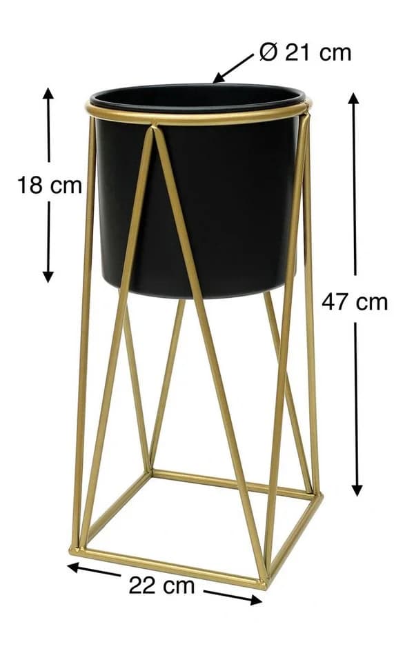 DanDiBo Blumenhocker mit Topf Metall Gold Dunkelgrau