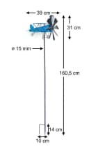 DanDiBo Gartenstecker Doppeldecker Blau Metall Windrad Bild 1
