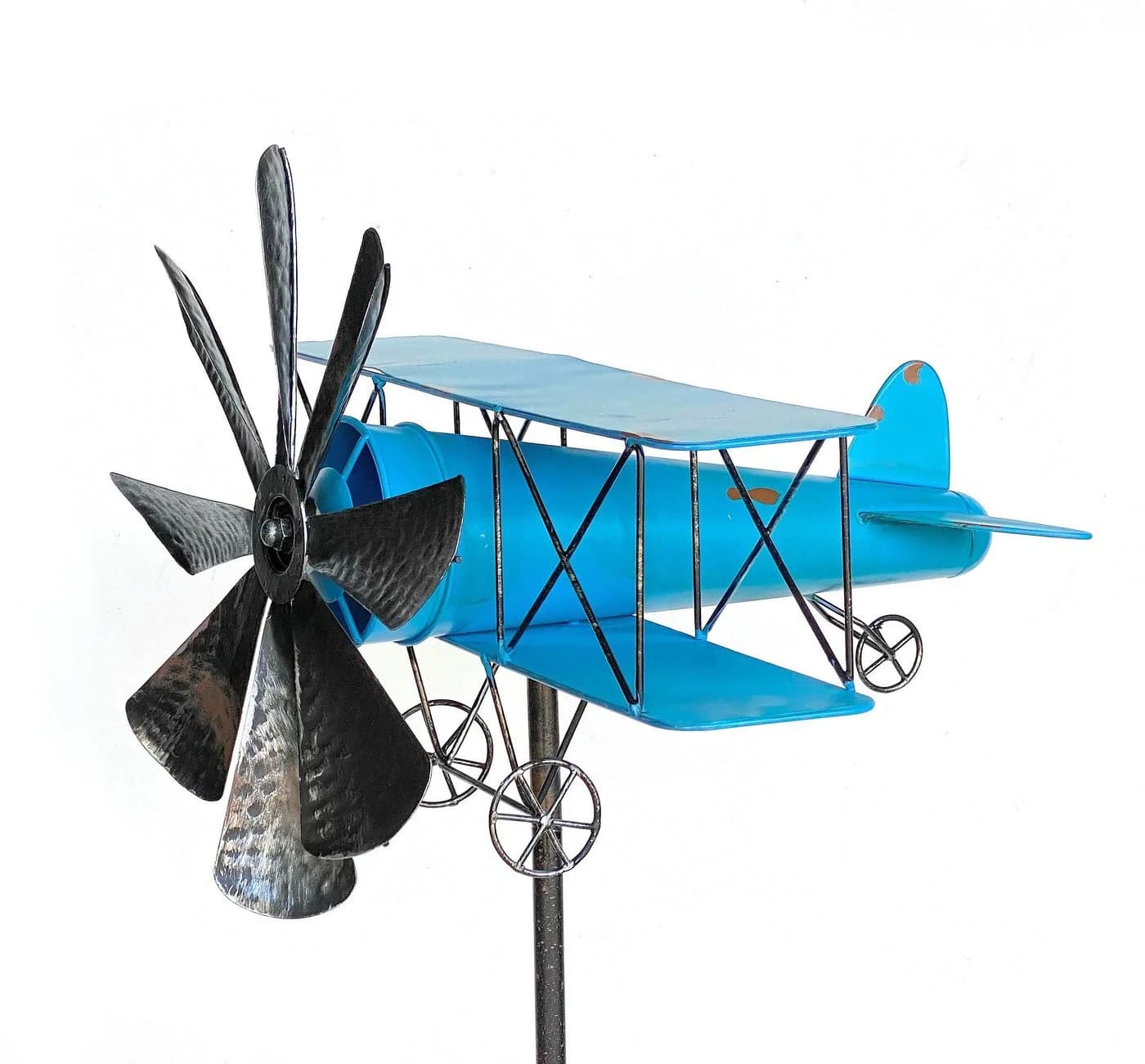 DanDiBo Gartenstecker Doppeldecker Blau Metall Windrad - Bild 2