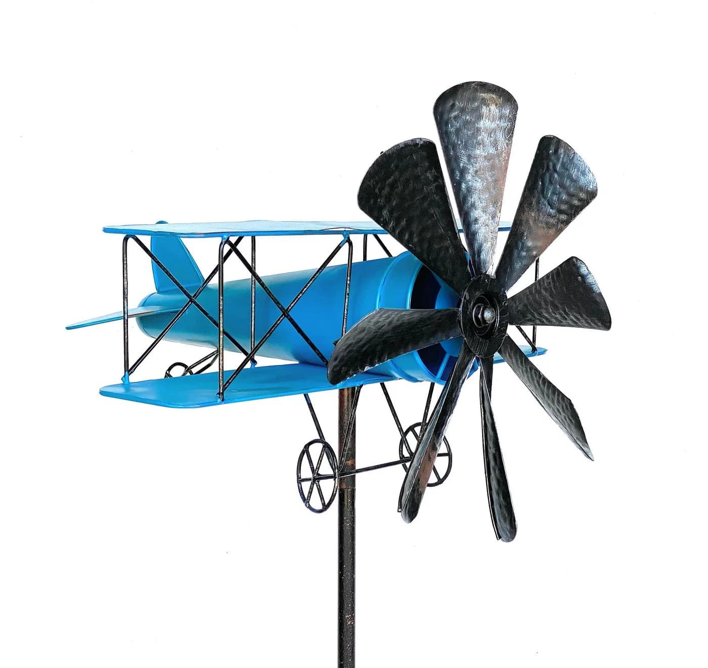DanDiBo Gartenstecker Doppeldecker Blau Metall Windrad - Bild 3