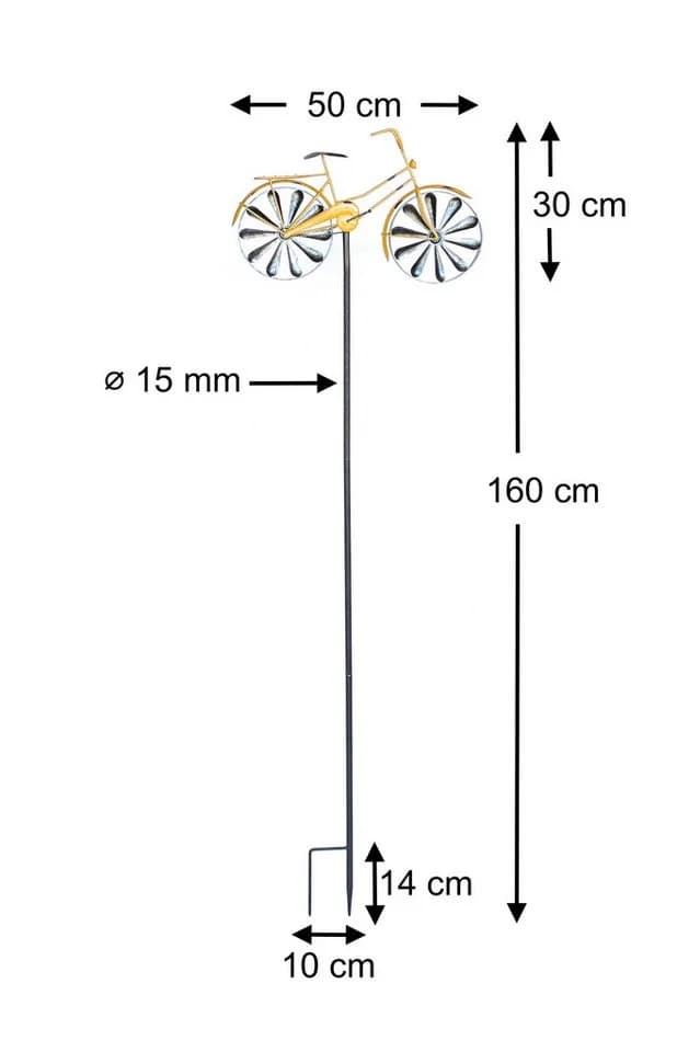 DanDiBo Gartenstecker Fahrrad XL 160 cm Gelb Shabby