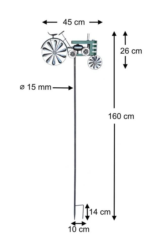 DanDiBo Gartenstecker Traktor XL Grün Metall Windrad