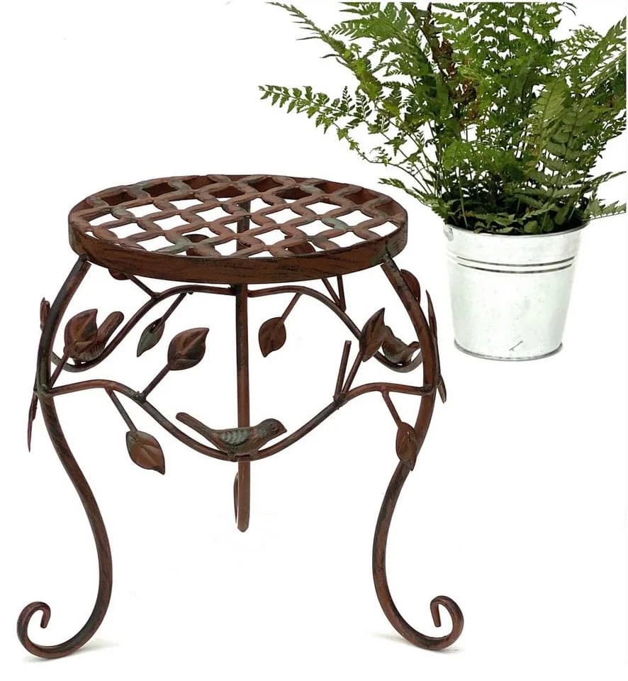 DanDiBo Blumenhocker Metall Braun Blumenständer Blumensäule Antik - Bild 2