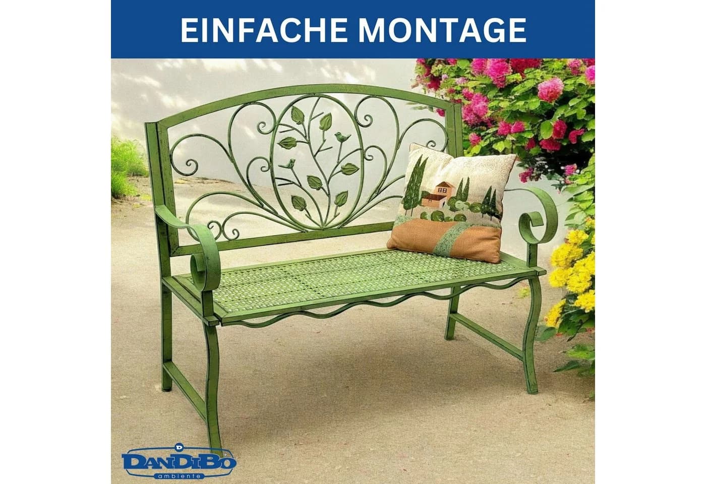 DanDiBo Gartenbank Wetterfest 2 Sitzer Metall Grün Antik Parkbank - Bild 5