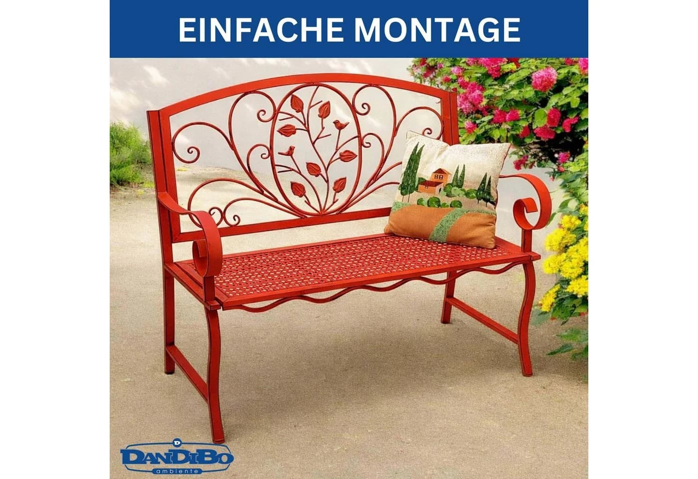 DanDiBo Gartenbank Wetterfest Metall Rot 2-Sitzer - Bild 5