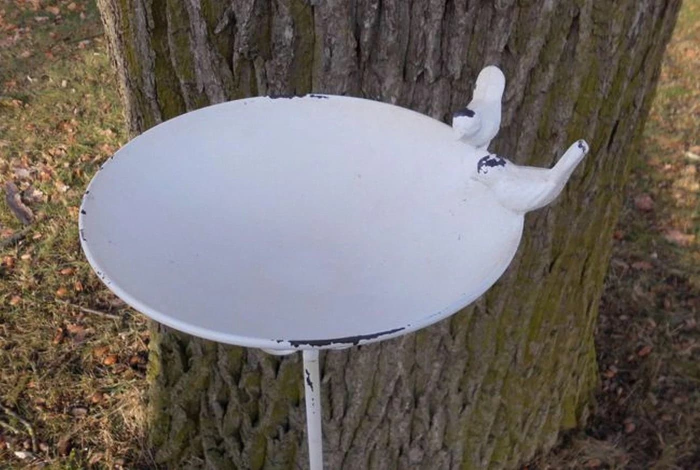 Deko-Impression Vogeltränke Eisen massiv weiß - Bild 3
