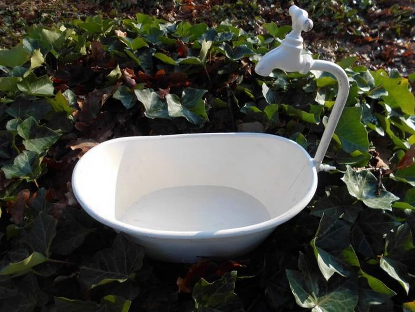 Deko-Impression Pflanzschale Wanne mit Deko-Wasserhahn Creme-Weiß - Bild 4