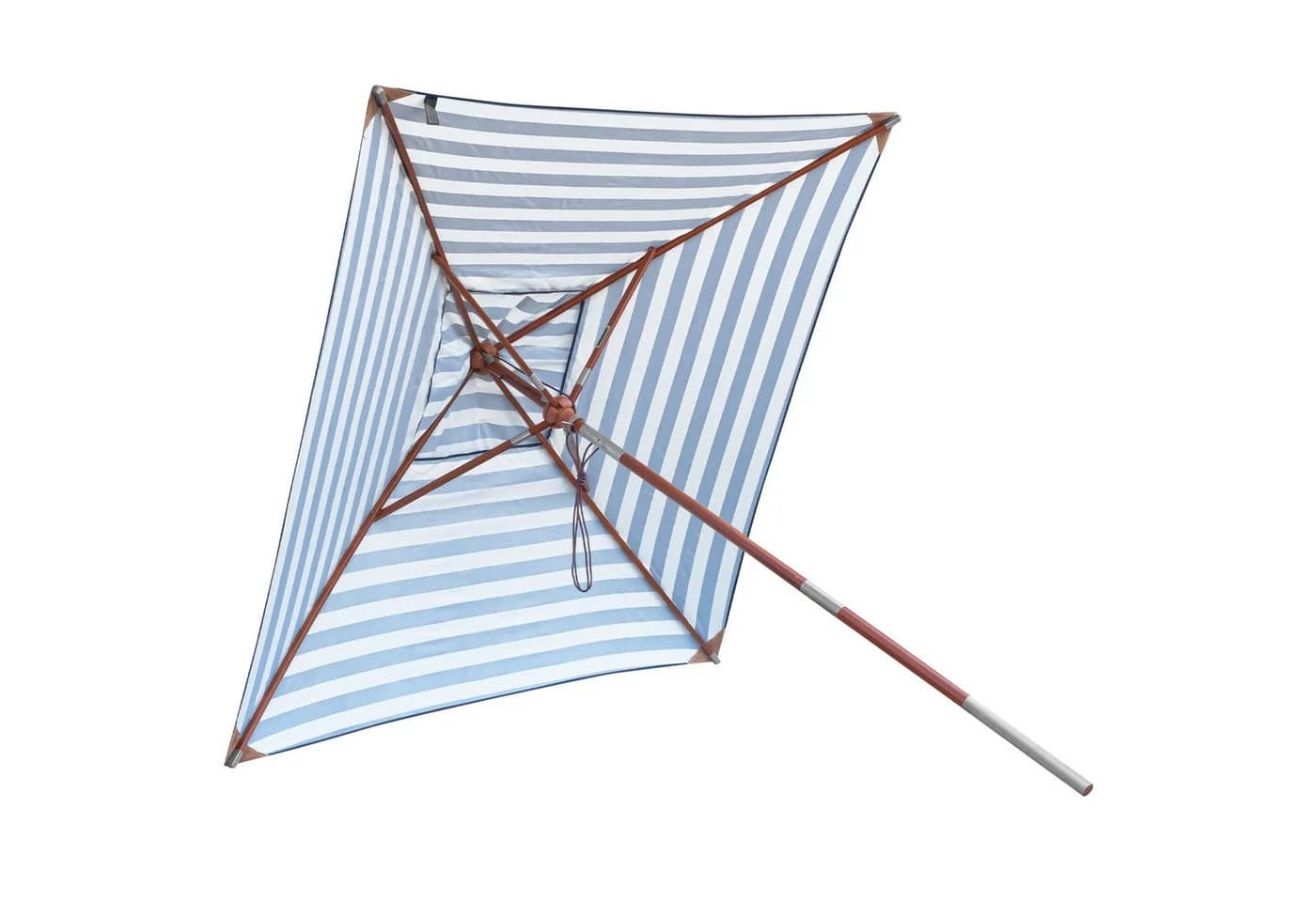 anndora Sonnenschirm 2x2m Rund Blau/Weiß Gestreift mit Holzgestänge - Bild 5