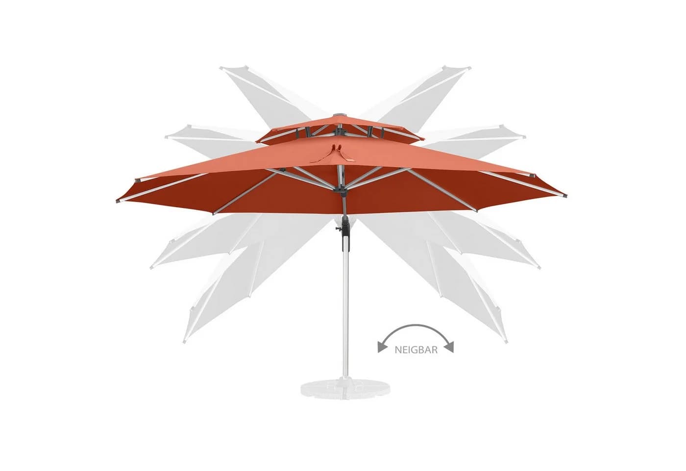 anndora Ampelschirm 4m Aluminium Sonnenschirm mit Kurbel & Winddach - Bild 3