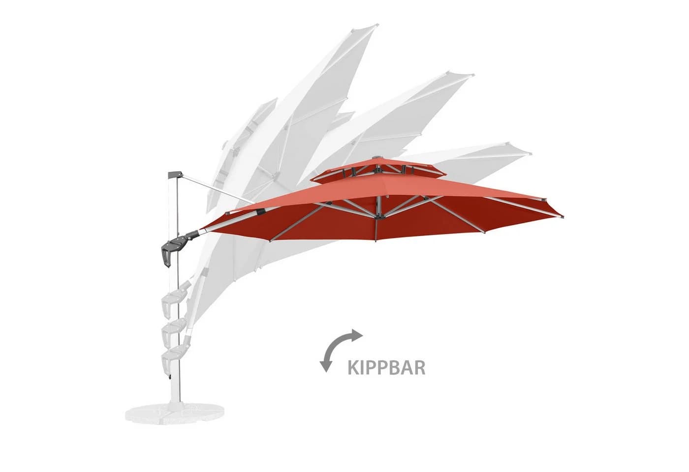 anndora Ampelschirm 4m Aluminium Sonnenschirm mit Kurbel & Winddach - Bild 4