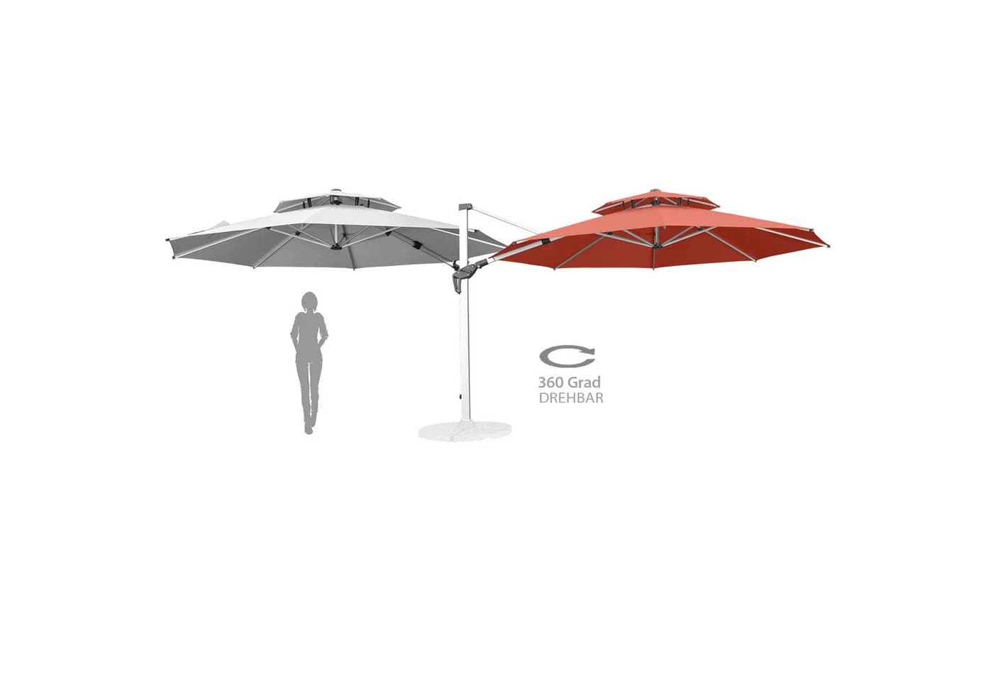 anndora Ampelschirm 4m Aluminium Sonnenschirm mit Kurbel & Winddach - Bild 5