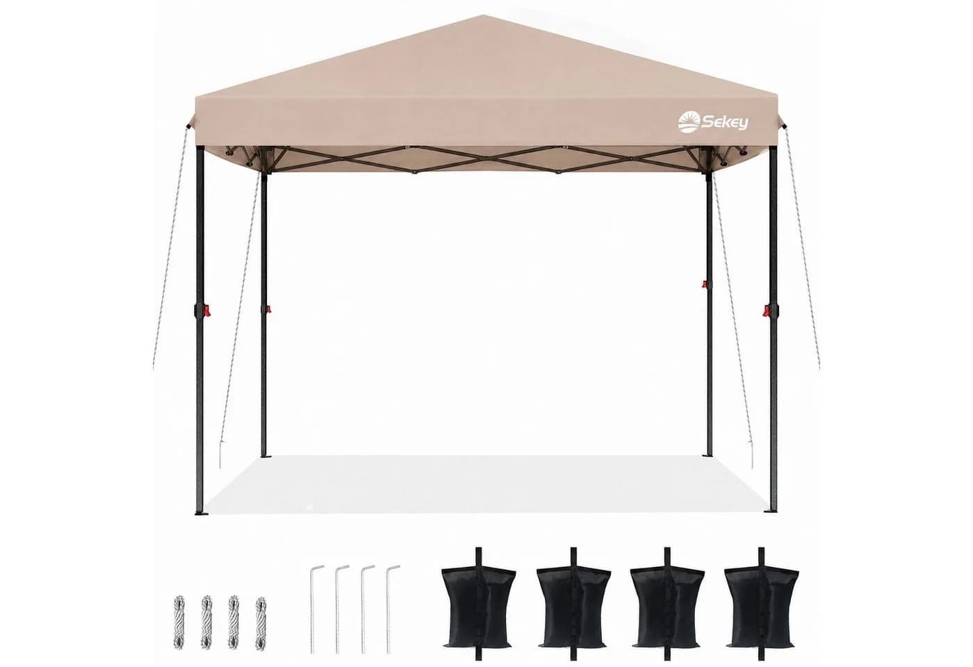 Sekey Faltpavillon 300x300 cm Beige Höhenverstellbar