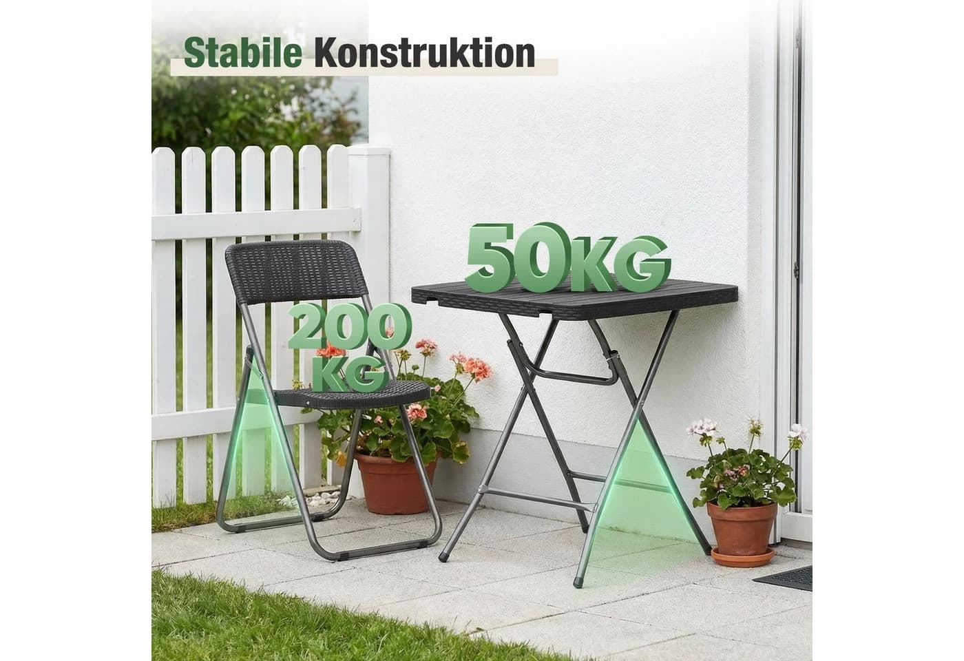 Sekey Balkonset 3-tlg. Schwarz Klappbar Rattanimitat - Bild 4