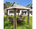 Sekey Gartenpavillon 300x300 cm Taupe Wasserdicht mit Seitenteilen Bild 1
