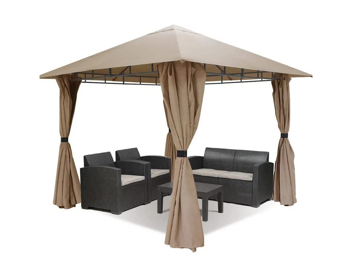 Sekey Gartenpavillon 300x300 cm Taupe Wasserdicht mit Seitenteilen - Bild 2