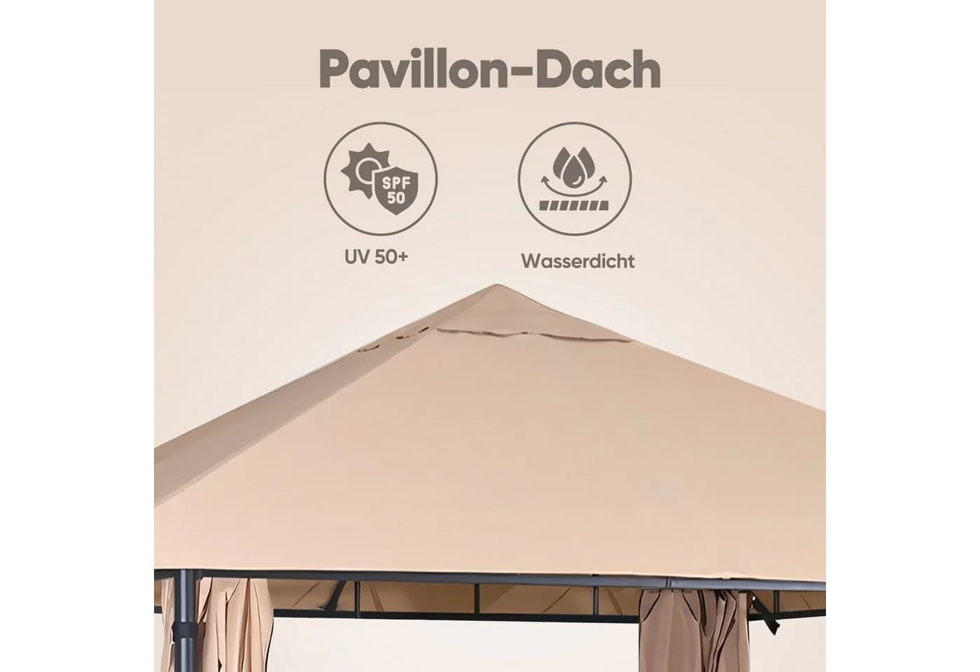 Sekey Gartenpavillon 300x300 cm Taupe Wasserdicht mit Seitenteilen - Bild 5