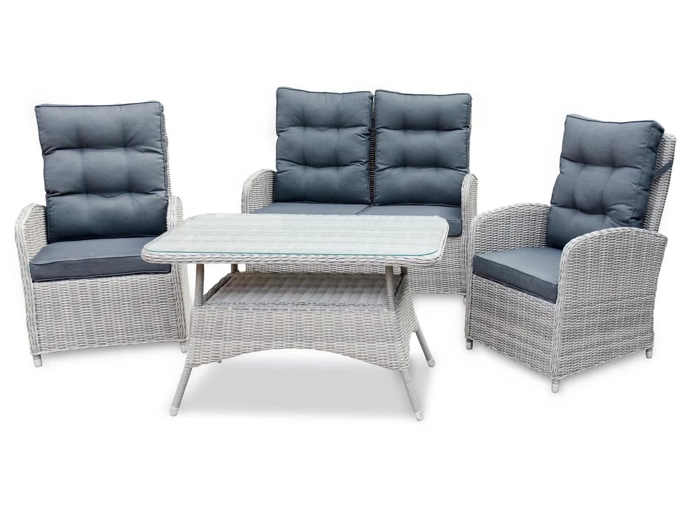 bellavista Gartenlounge-Set Monte Carlo 4-tlg. Grau Polyrattan Aluminium - Bild 2