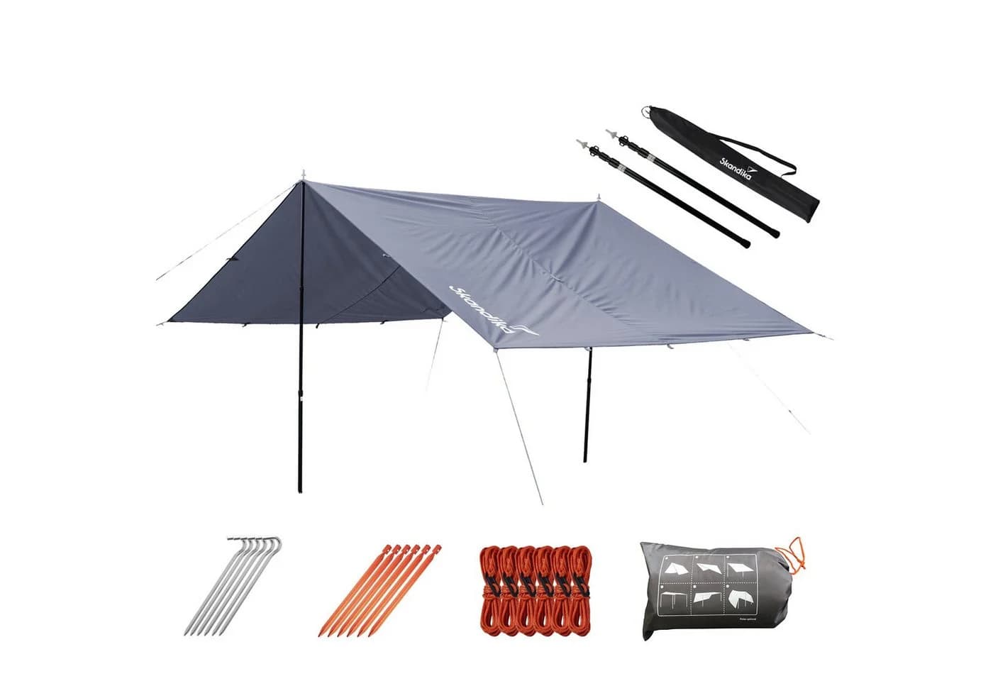 Skandika Sonnensegel XL 5x3m Grau mit Teleskopstangen - Bild 2