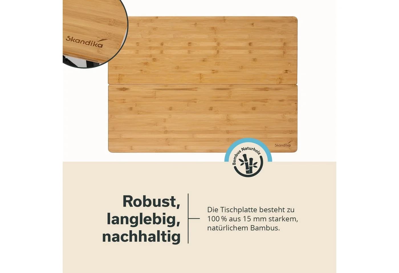 Skandika Campingtisch Tobro Bambus Klapptisch braun/schwarz höhenverstellbar