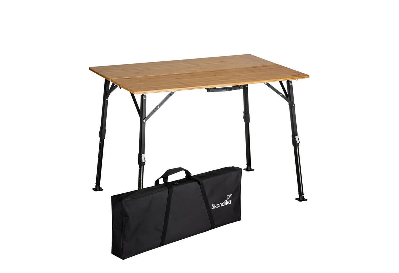 Skandika Campingtisch Tobro Bambus Klapptisch braun/schwarz höhenverstellbar - Bild 2