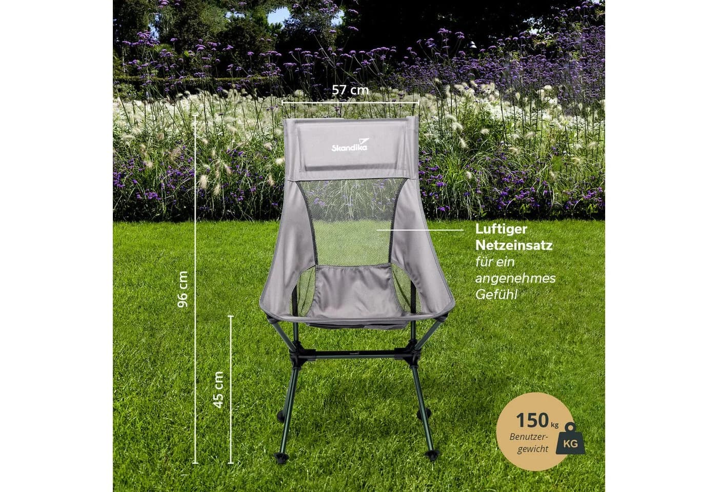 Skandika Campingstuhl Compact Klappstuhl Grau Aluminium