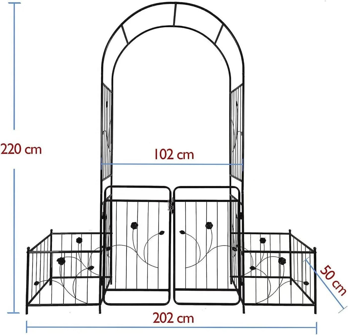 Rosenbogen, Rankhilfe, Pergola aus Metall in Schwarz