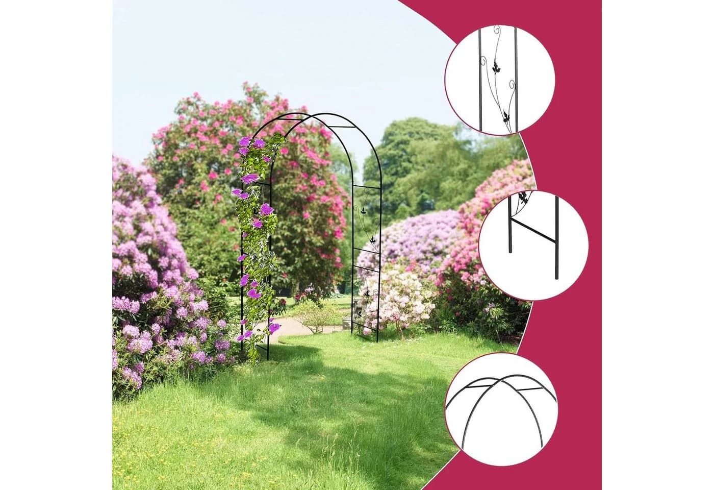 Defactoshop Rosenbogen Rankhilfe Schwarz Gartenbogen