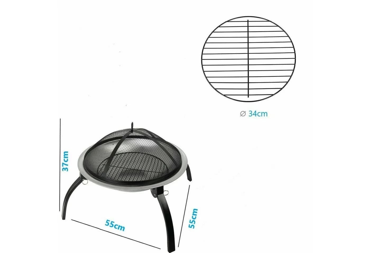 Defactoshop Feuerschale Edelstahl Grill Ø 58cm mit Zubehör - Bild 5