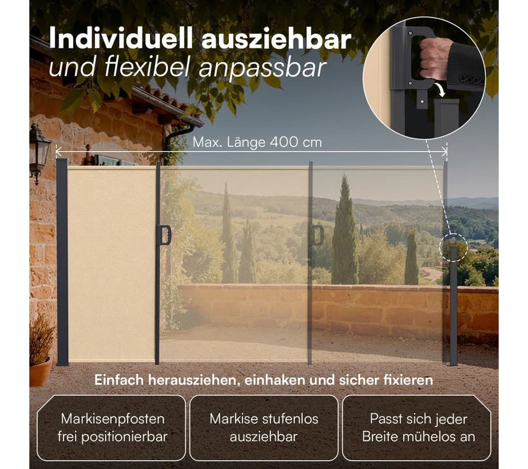 STEELSØN Seitenmarkise Zirella Beige ausziehbar - Bild 4